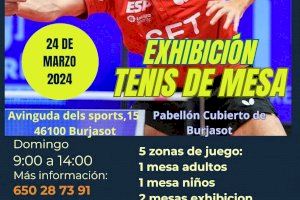El Pabellón Cubierto de Burjassot acoge una exhibición de tenis mesa el próximo domingo 24 de marzo