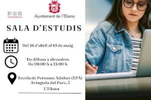 El Ayuntamiento de l’Eliana habilita la Escuela de Adultos como sala de estudio a partir del 16 de abril