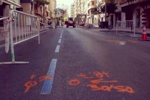 La céntrica calle Navarra de Castellón ya está cortada por las obras de la Zona de Bajas Emisiones