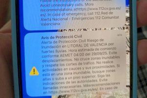 ES-Alert sorprende a miles de valencianos a media tarde con un aviso de inundaciones extremas