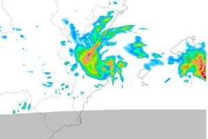 Mapa de lluvias sobre las 15.00 horas de la tarde