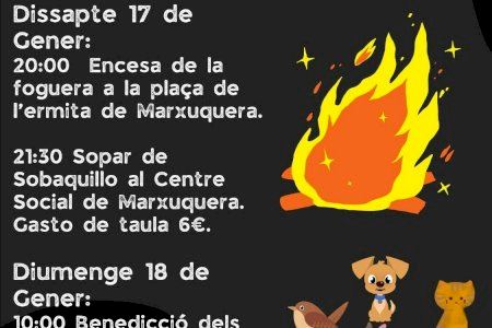 Marxuquera celebra Sant Antoni este fin de semana con la hoguera y la bendición de animales