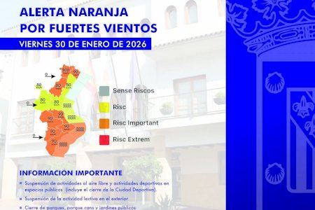 La Nucía cierra instalaciones deportivas y cancela actividades al aire libre  por Alerta Naranja por fuertes vientos