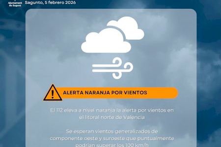 El 112 Comunidad Valenciana eleva a nivel naranja la alerta por vientos en el litoral norte de Valencia