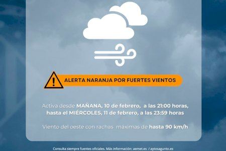 AEMET eleva a nivel naranja la alerta por vientos en el litoral norte de Valencia para los días 10 y 11 de febrero