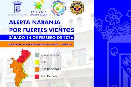Mañana en La Nucía “Alerta Naranja” por fuertes vientos de hasta 100 km/h