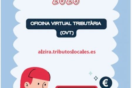Alzira fa públic el calendari de pagaments de taxes i tributs de 2026, que s’obrirà el pròxim 10 de març amb el cobrament de l’IBI urbana