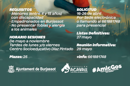 Burjassot pone en marcha un nuevo proyecto de terapia asistida con perros para menores con discapacidad Burjassot pone en marcha un nuevo proyecto de terapia asistida con perros para menores con discapacidad