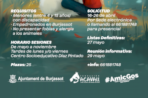 Burjassot pone en marcha un nuevo proyecto de terapia asistida con perros para menores con discapacidad