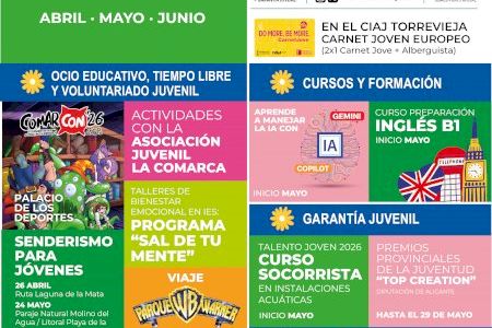 Juventud de Torrevieja presenta su agenda joven de primavera  para el segundo trimestre de 2026