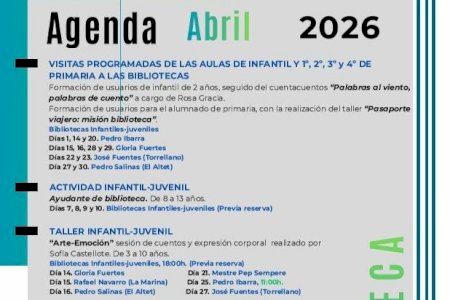 Clubes de lectura, talleres infantiles y bookcrossing en la agenda de Bibliotecas de Elche de abril