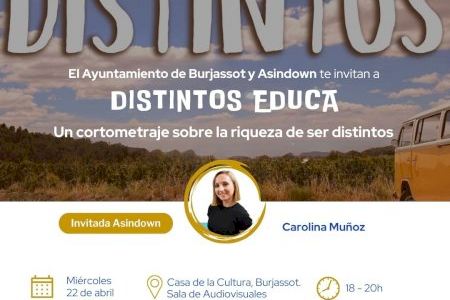 Burjassot y Asindown invitan a la ciudadanía a participar en la acción “Distintos educa”