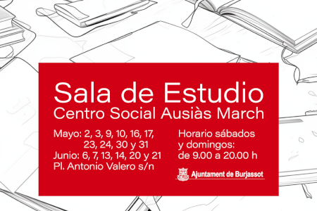 La sala de estudio del Centro Social Ausiàs March de Burjassot abre a partir del 2 de mayo los fines de semana