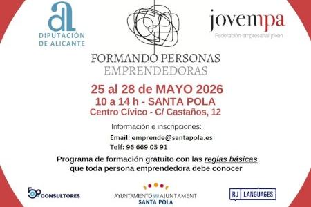 Santa Pola Emprende pone en marcha una nueva edición del curso gratuito “Formando Personas Emprendedoras”