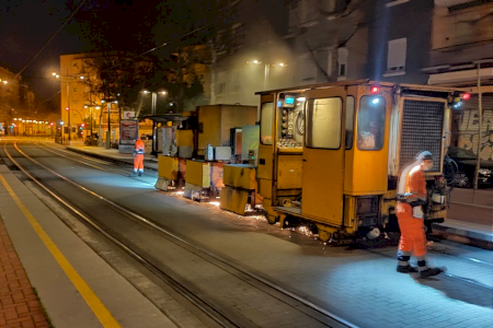 Metrovalencia realiza trabajos de mantenimiento de vía en diversos tramos de las Líneas 4 y 6 del tranvía Metrovalencia realiza trabajos de mantenimiento de vía en diversos tramos de las Líneas 4 y 6 del tranvía