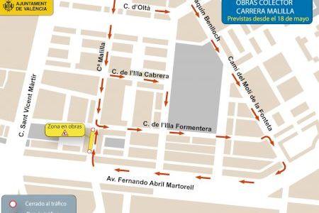 Desviament provisional per al trànsit d'eixida del barri de Malilla Desviament provisional per al trànsit d'eixida del barri de Malilla