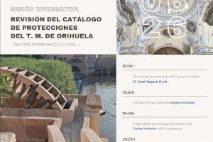 El Ayuntamiento de Orihuela presenta la revisión del Catálogo de Protecciones del término municipal en materia de patrimonio cultural El Ayuntamiento de Orihuela presenta la revisión del Catálogo de Protecciones del término municipal en materia de patrimonio cultural