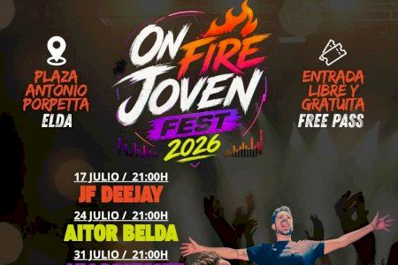 El Ayuntamiento organiza el ciclo de sesiones musicales 'On Fire Joven Fest 2026' para dinamizar las noches de verano en Elda