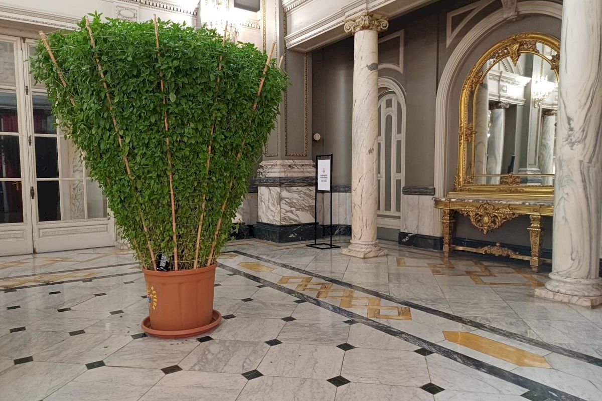 València exhibe en el Ayuntamiento una alfàbega monumental donada por Bétera