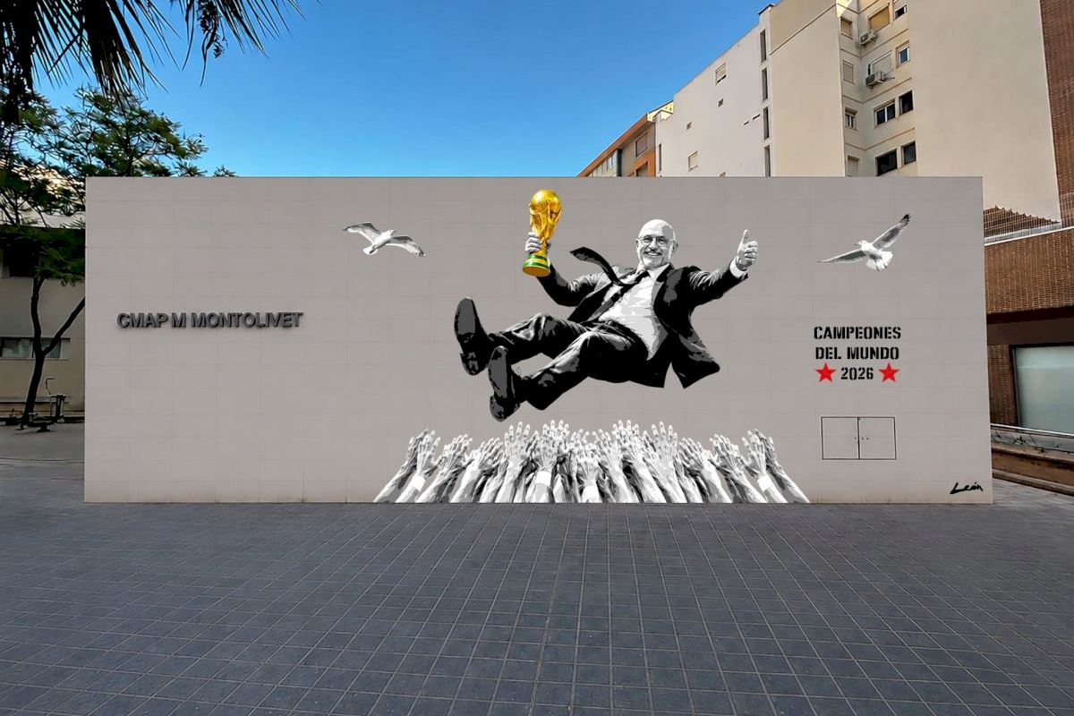 València rinde homenaje a la selección española de futbol con un “espectacular” mural de arte urbano en Montolivet