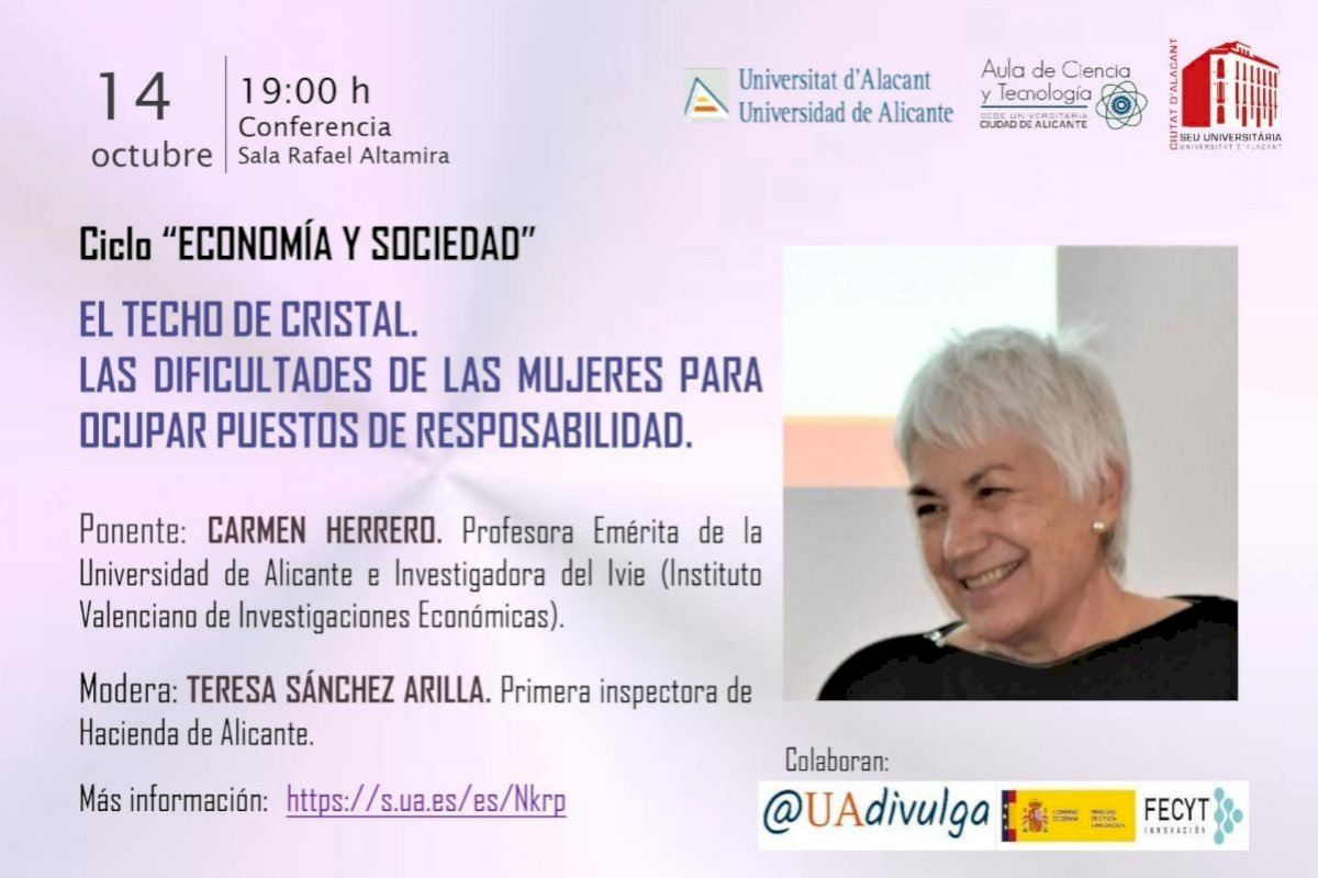 La catedrática de la UA Carmen Herrero analiza las dificultades de las mujeres para ocupar puestos de responsabilidad