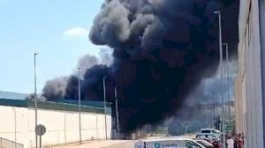 Amplio despliegue de bomberos para frenar el incendio de una nave de químicos de Guadasséquies