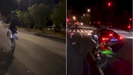 Brutal xoc d'un motorista contra un vehicle després de gravar-se fent acrobàcies a València i Mislata