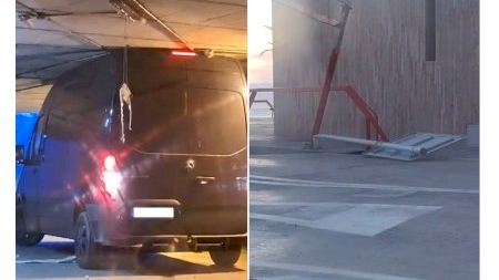 "Mare meua, no veus que no entres?": una furgoneta s'emporta per davant el gàlib i causa destrosses en un pàrquing de Vinaròs en Nit de Nadal